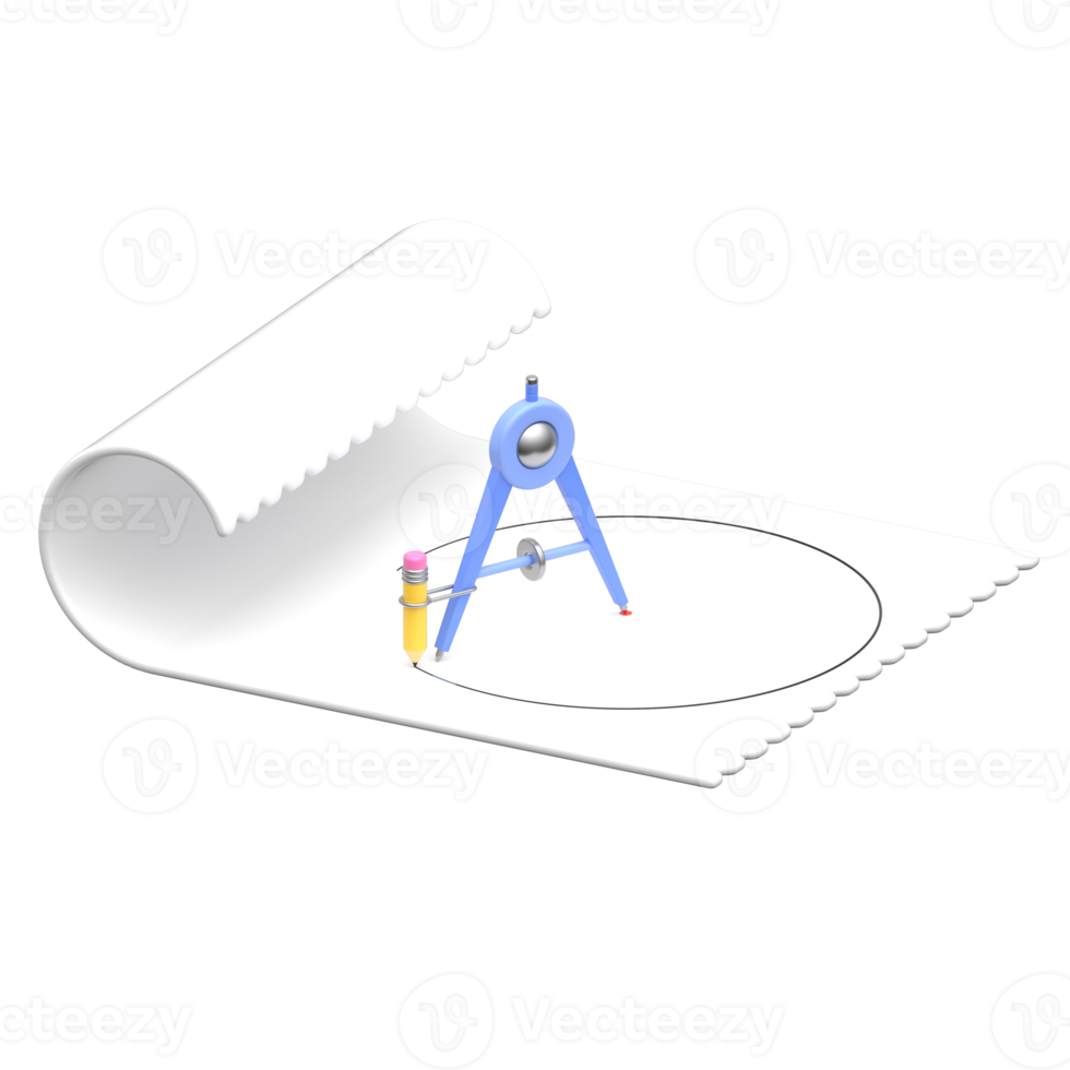 Geometry Compass drawing a perfect circle on a Paper Scroll png