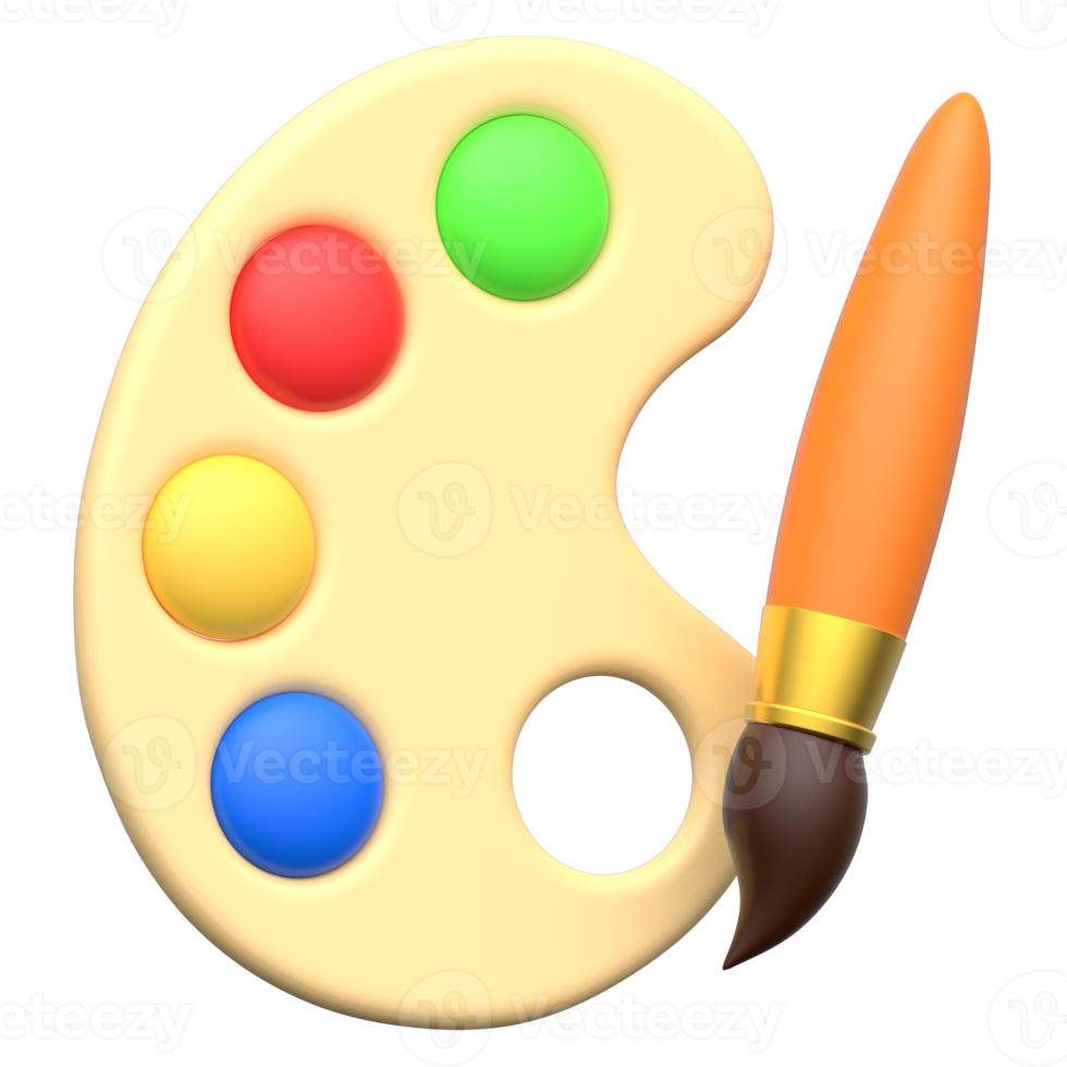 Artistic Paint Palette and Brush 3D Icon png