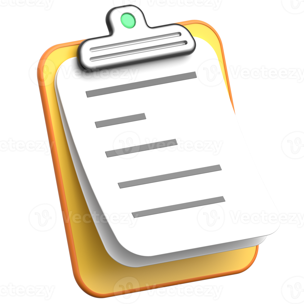 3D Clipboard Document Task Management Notes png
