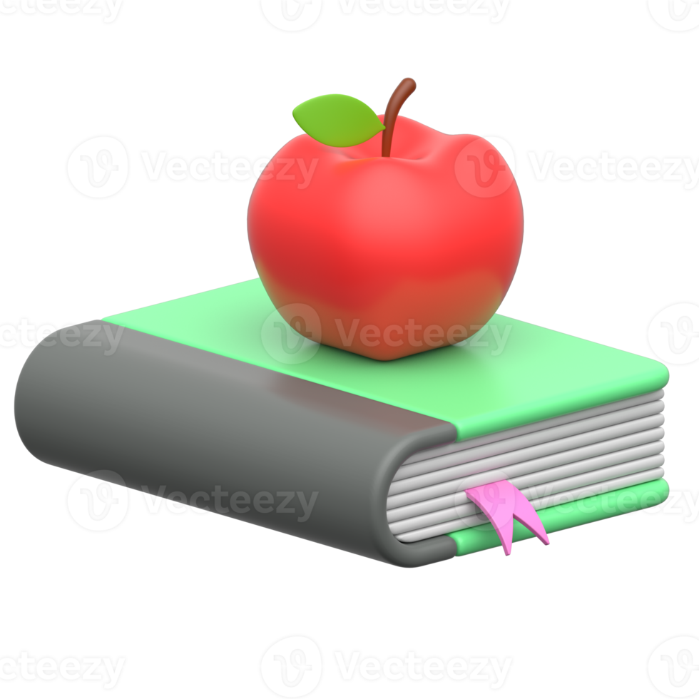 Healthy learning and Fruit of Knowledge 3D Icon png