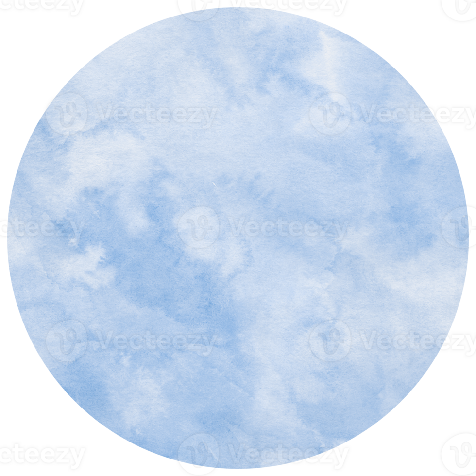 Watercolor blue circle with soft textured gradients. Hand-painted abstract shape, perfect for backgrounds, stickers, crafts, greeting cards, and minimalist design projects. png