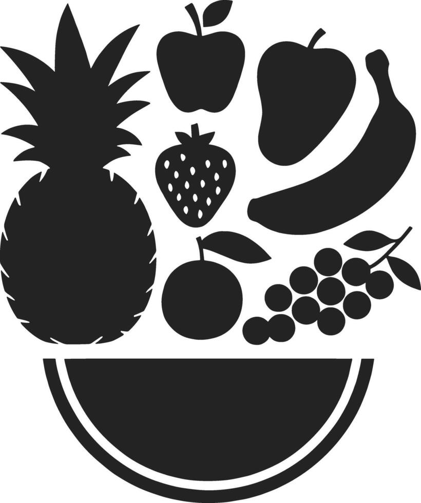Pineapple apple strawberry banana orange grapes in bowl vector