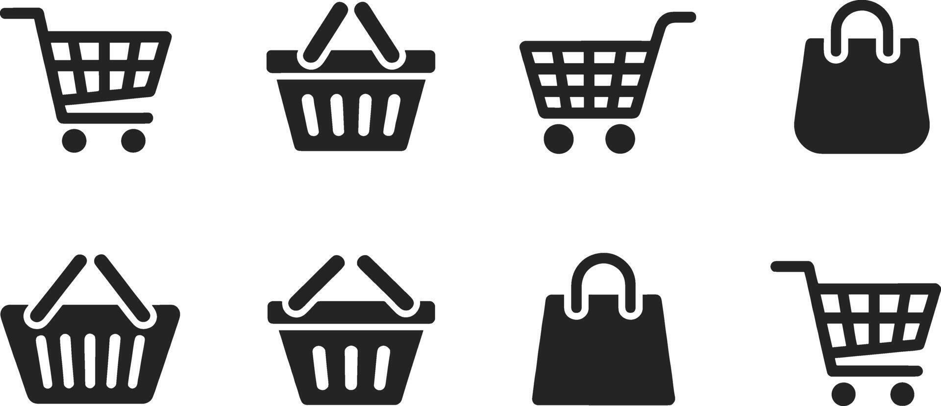Shopping baskets and carts icons commerce vector