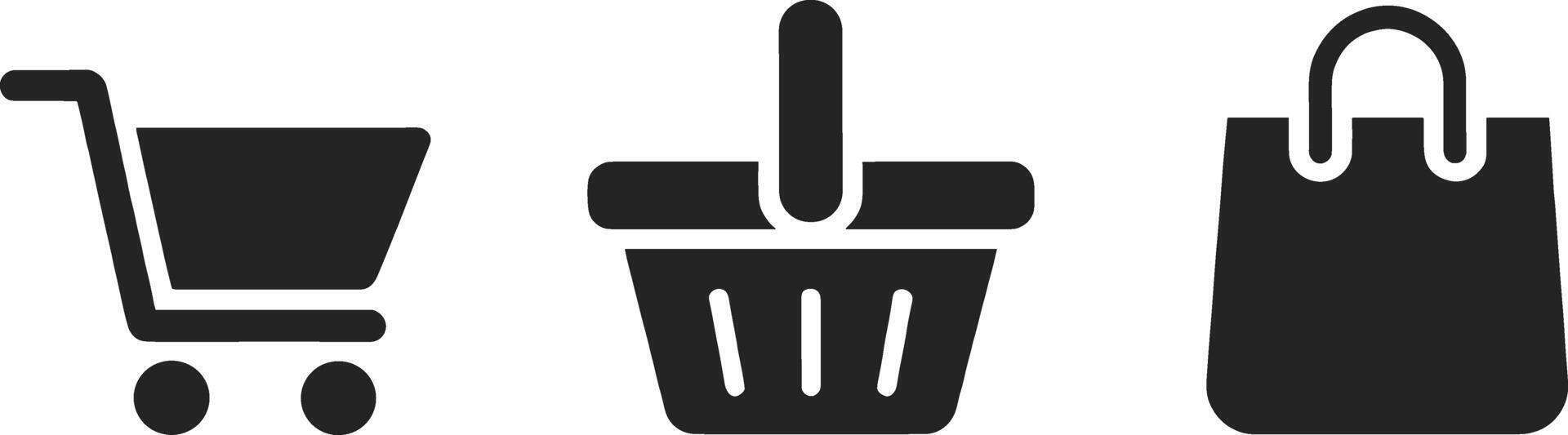 Shopping cart basket bag icons retail vector