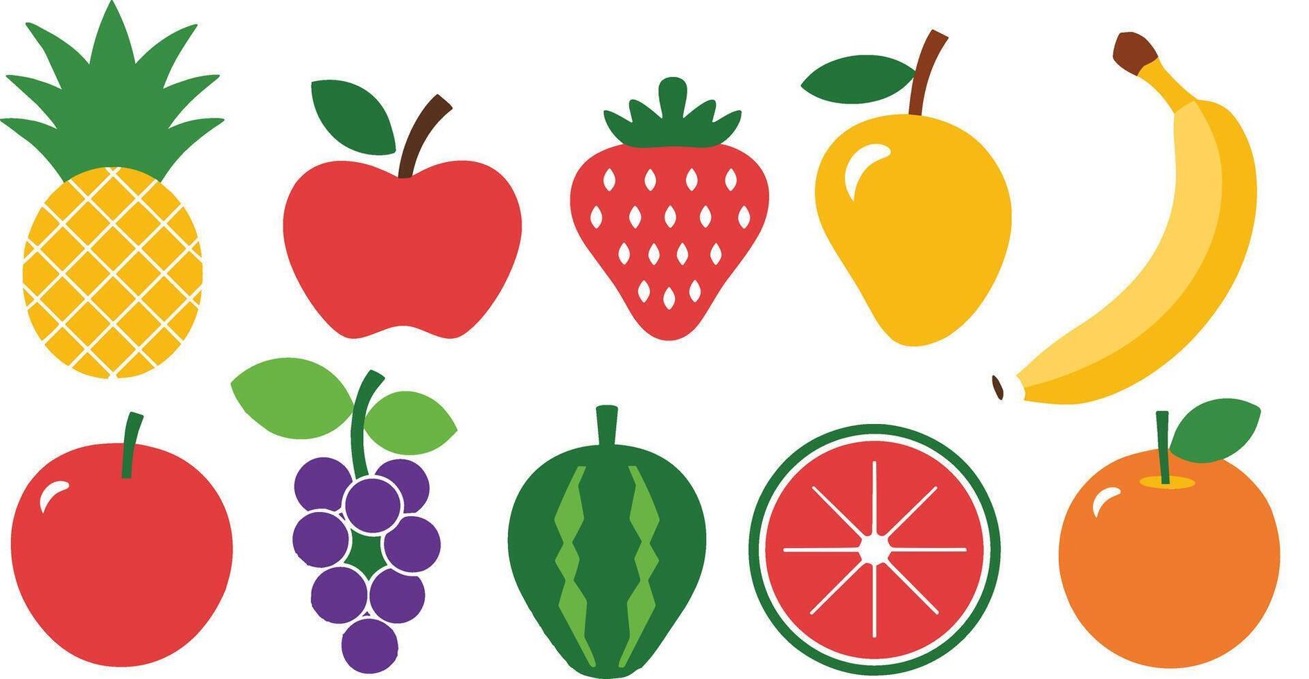 Pineapple apple strawberry mango banana grapes watermelon citrus orange vector