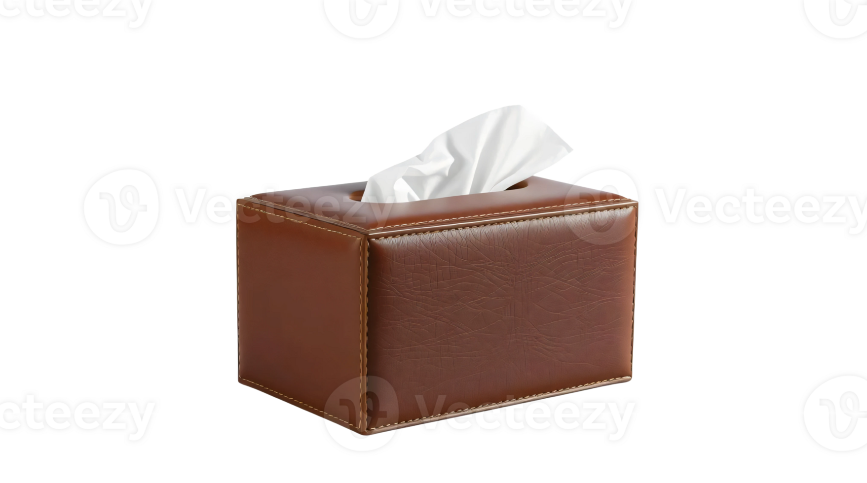 A tissue box with a brown leather cover png