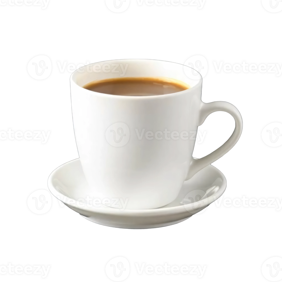 A white cup of coffee on a saucer png