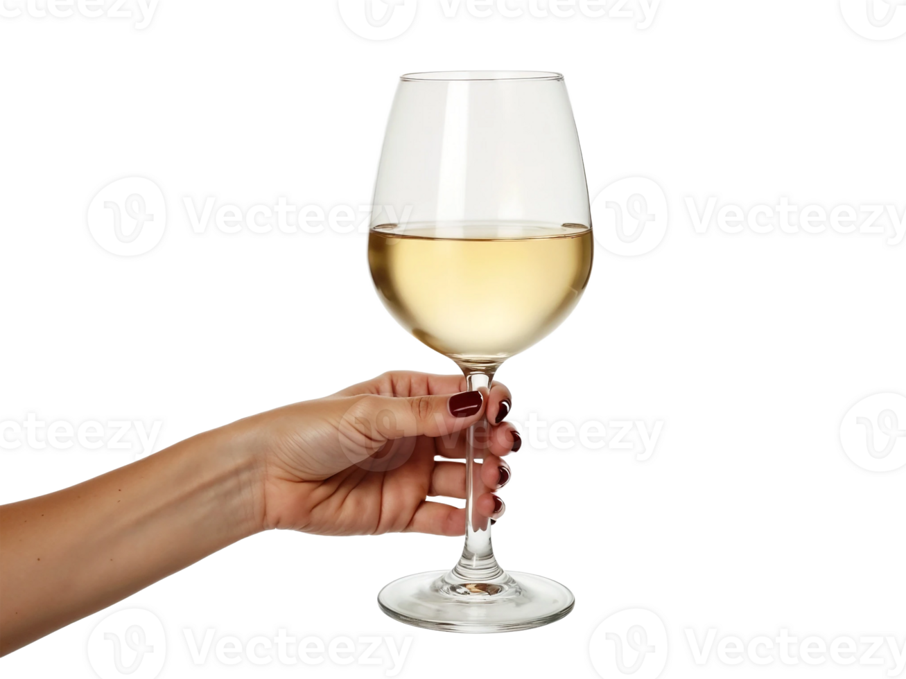 A hand holding a glass of white wine png