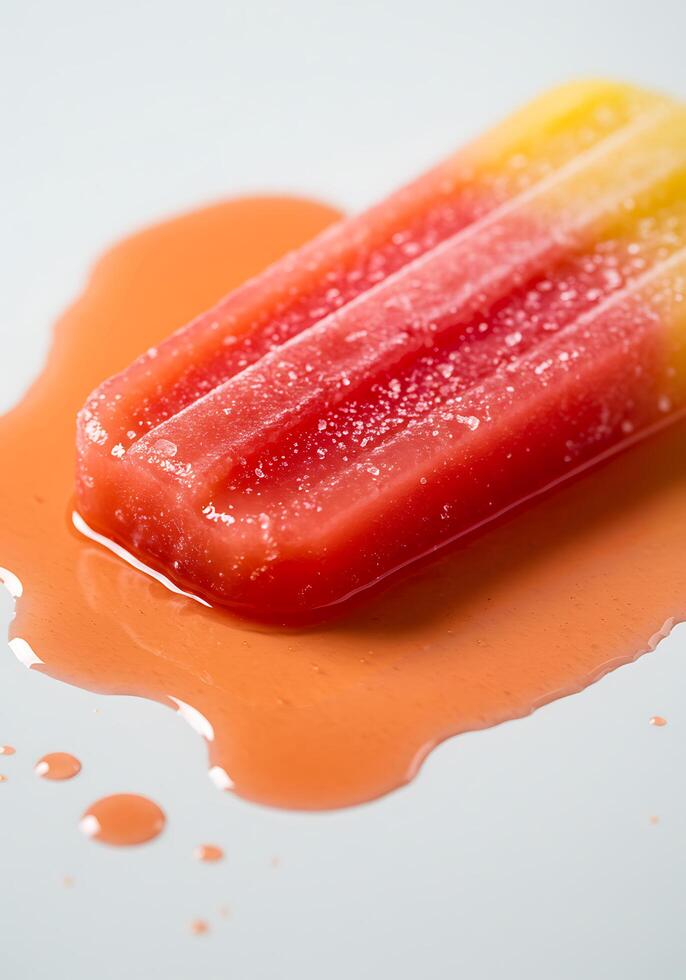 Melting Strawberry Lemonade Popsicle on White Surface photo