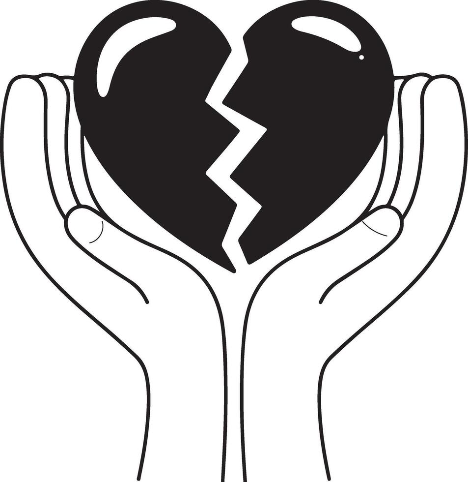 Hands Holding a Broken Heart Symbol vector