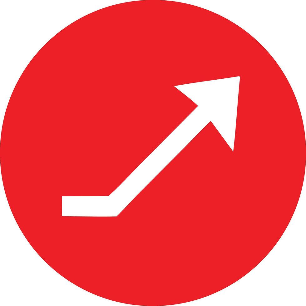 Upward Trending Arrow in Red Circle vector