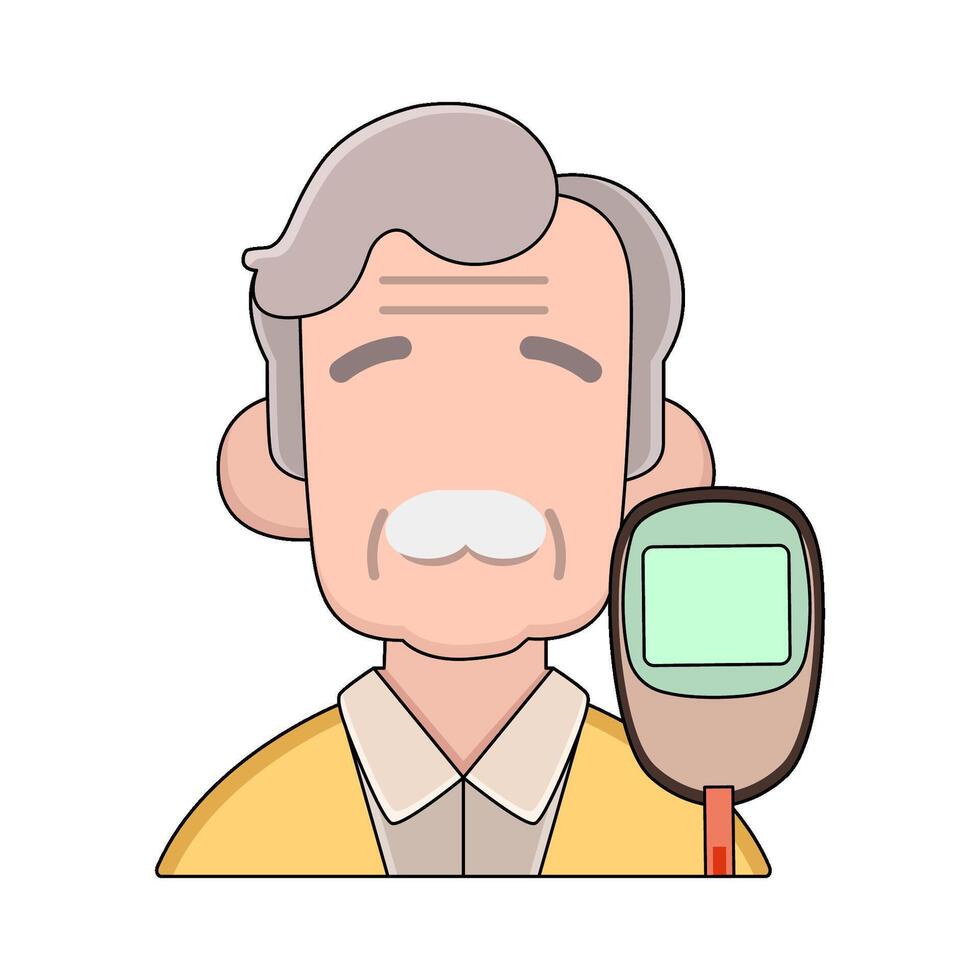 Elderly Man using Glucometer vector