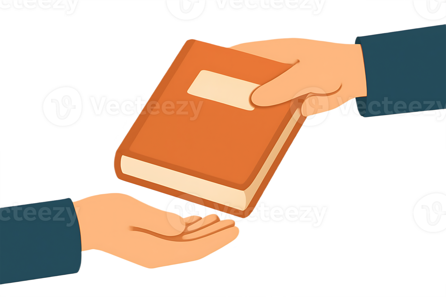 Hand holding a book and giving it to another person png