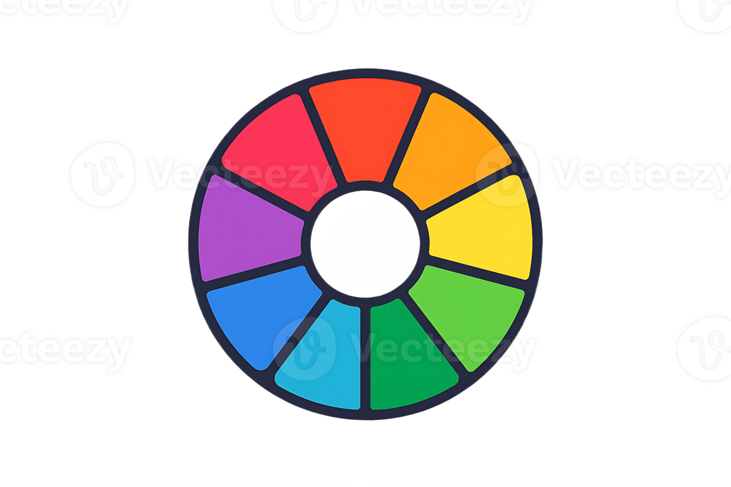 A wheel with a rainbow colored circle in the center png