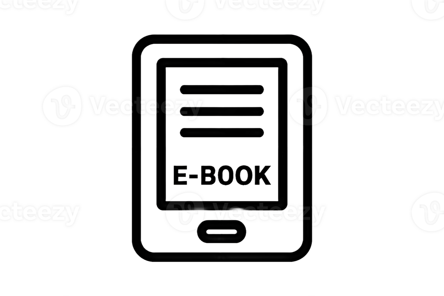 A black and white illustration of a smartphone with the word e - book on it png