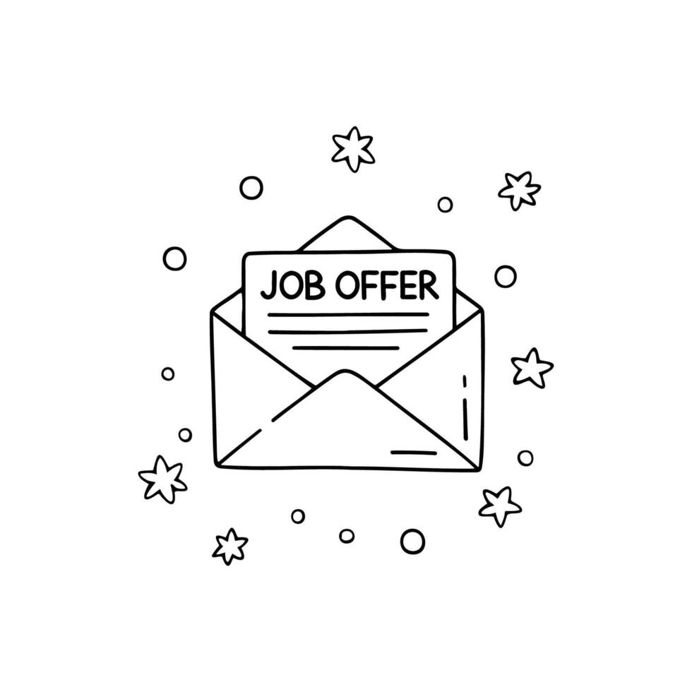 Envelope containing official job offer vector