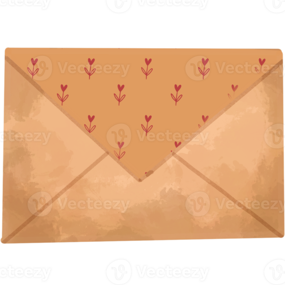 an envelope with red hearts on it png