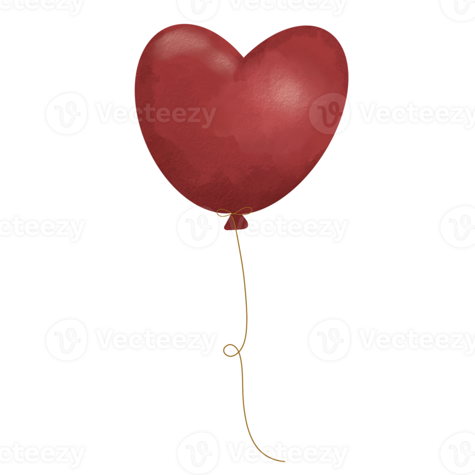 red heart shaped balloon on transparent background png