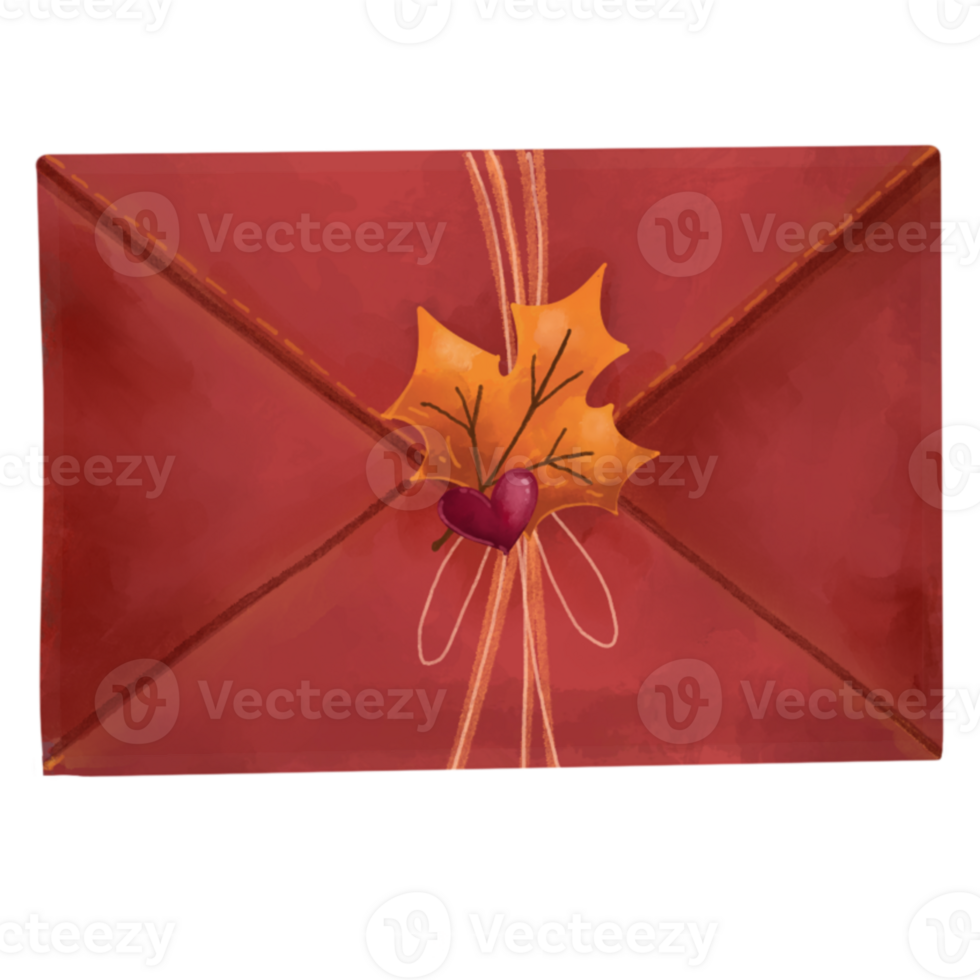 an envelope with a leaf and heart on it png