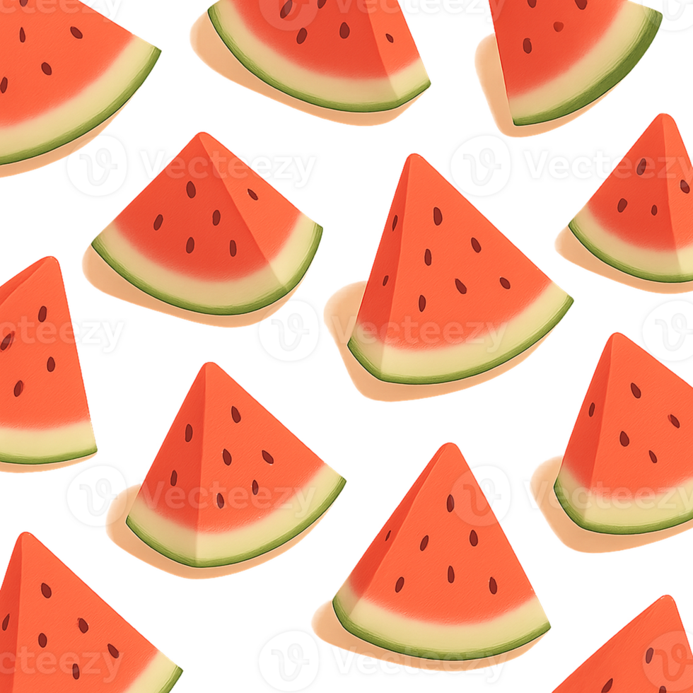 A seamless summer-themed pattern featuring juicy watermelon slices on a soft pastel tone. Perfect for packaging, textiles, or seasonal digital backgrounds. png