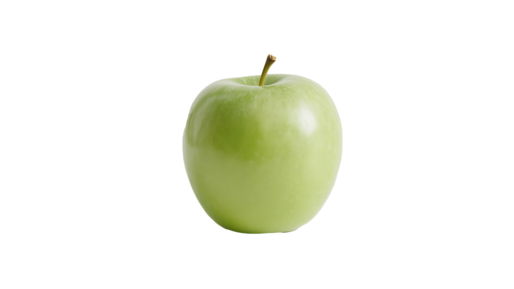 Transparent Green Apple , Isolated Single Ripe Green Apple with Stem on Transparent Background, Perfect for Food Design, Health, and Wellness Projects png