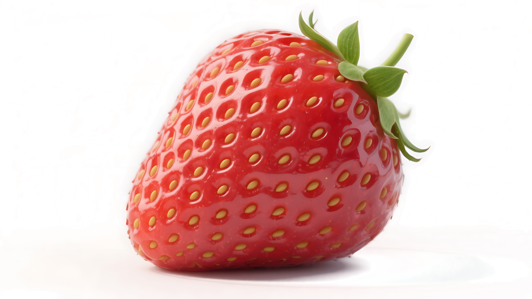 Transparent Strawberry Image, Juicy Red Strawberry with Green Leaves on Transparent Background, Perfect for Food Design and Decoration png