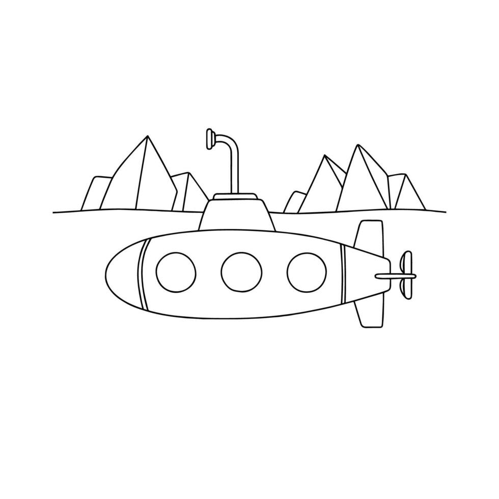 Submarine gliding beneath icy icebergs vector