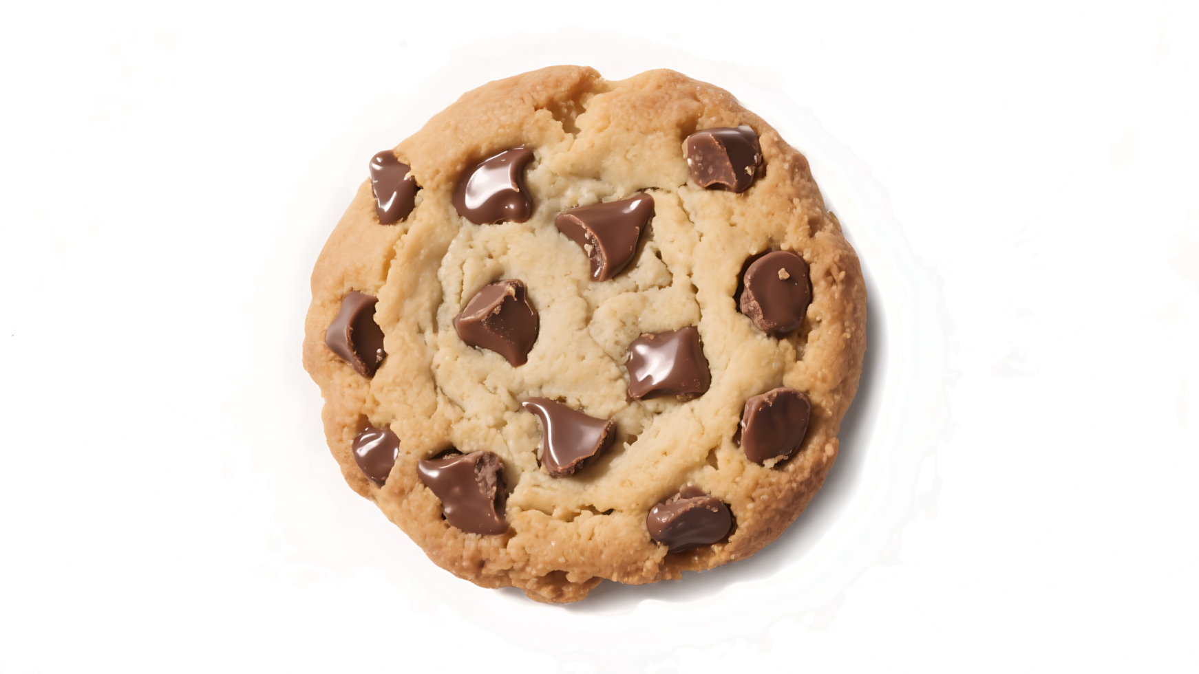 Transparent of Chocolate Chip Cookie, Delicious Single Chocolate Chip Cookie with Melted Chocolate Chunks on a Transparent Background, Perfect for Baking, Food, and Dessert Designs png