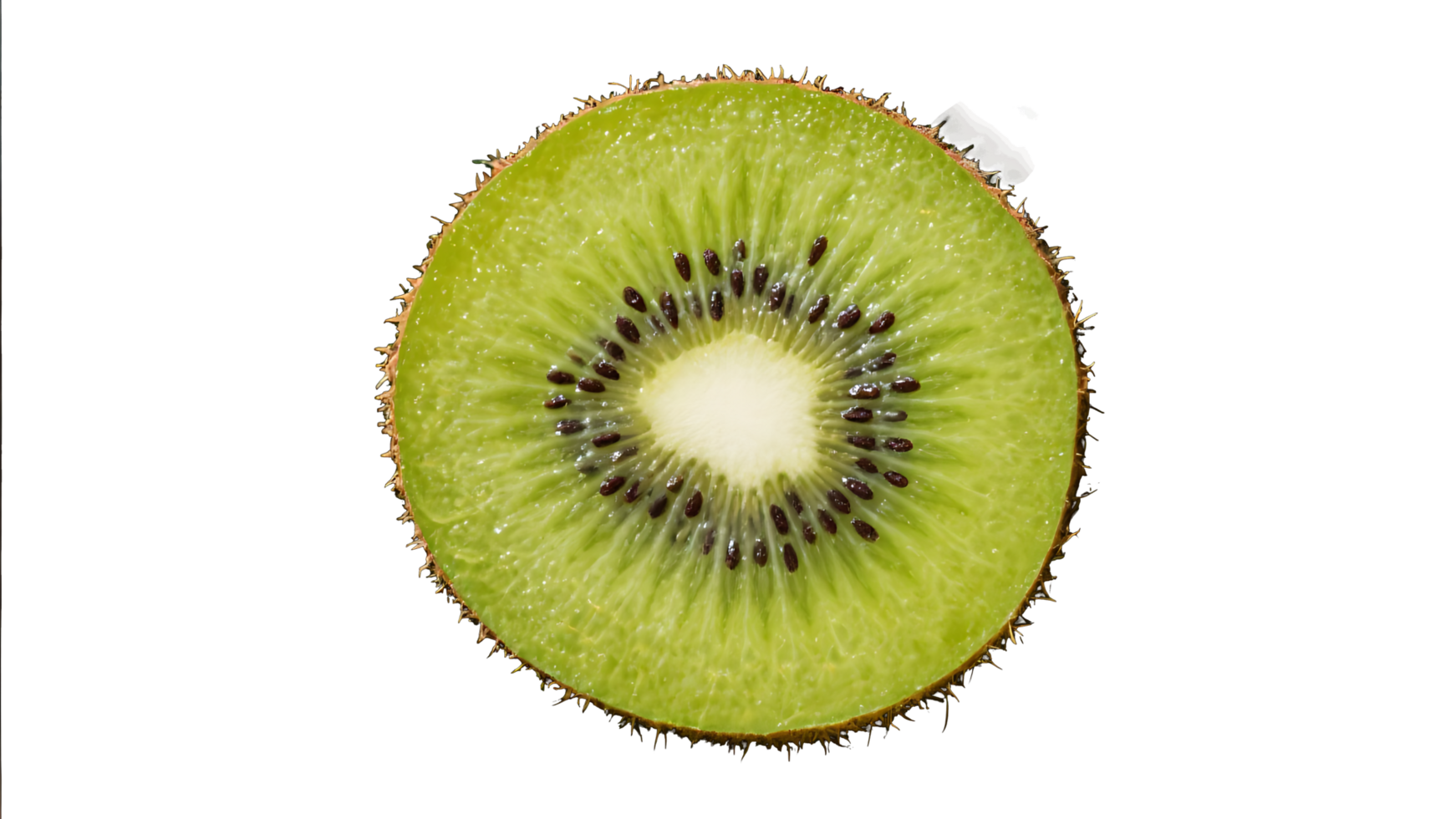 Transparent Kiwi Slice , A Detailed Close-up of a Juicy Kiwi Fruit Slice with Visible Seeds on a Transparent Background, Ideal for Food Design and Culinary Projects png