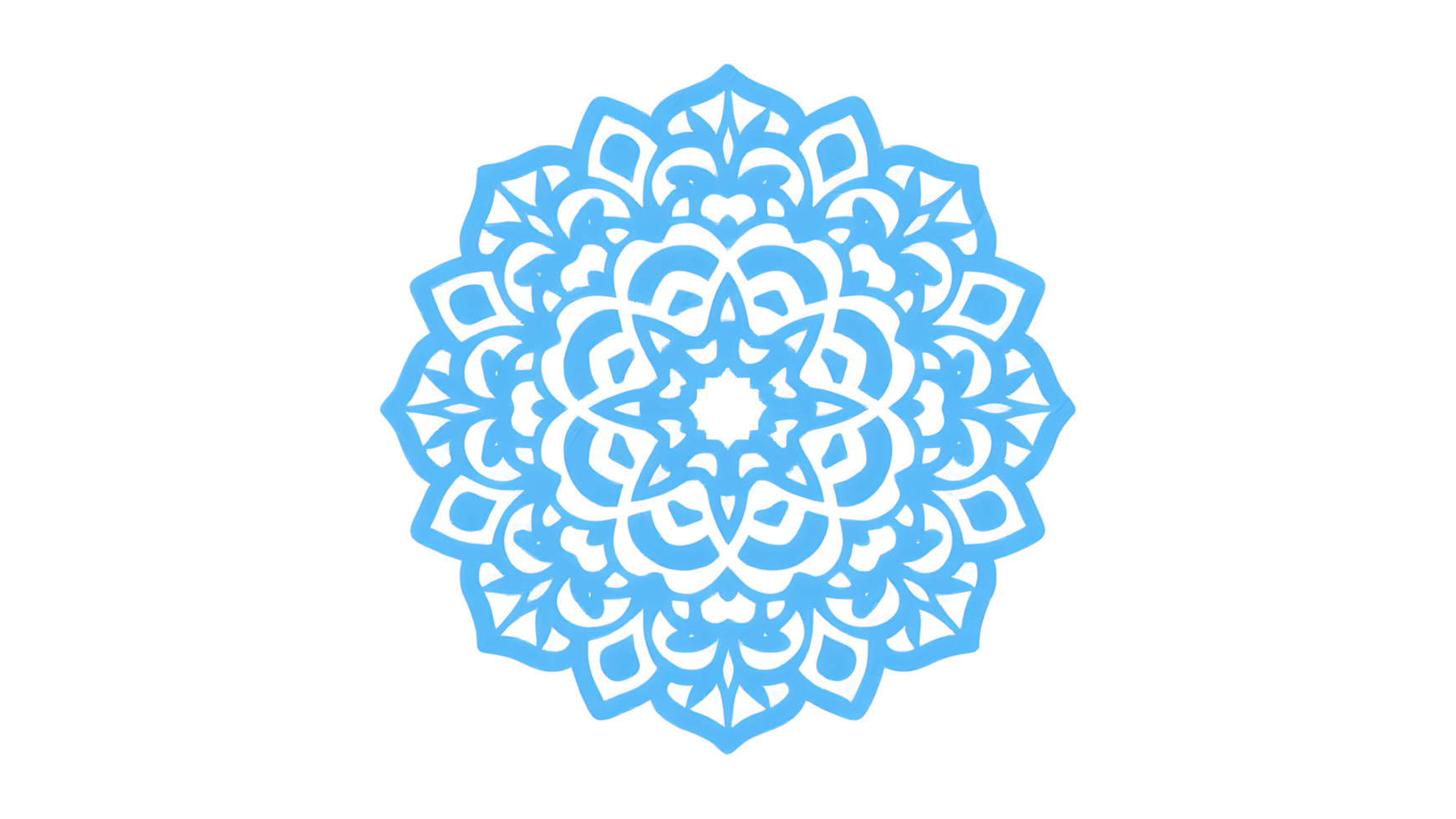 Transparent Light Blue Mandala , Ornate Circular Design Element with Intricate Geometric Patterns, Perfect for Digital Scrapbooking, Invitations, and Spiritual Art Projects png