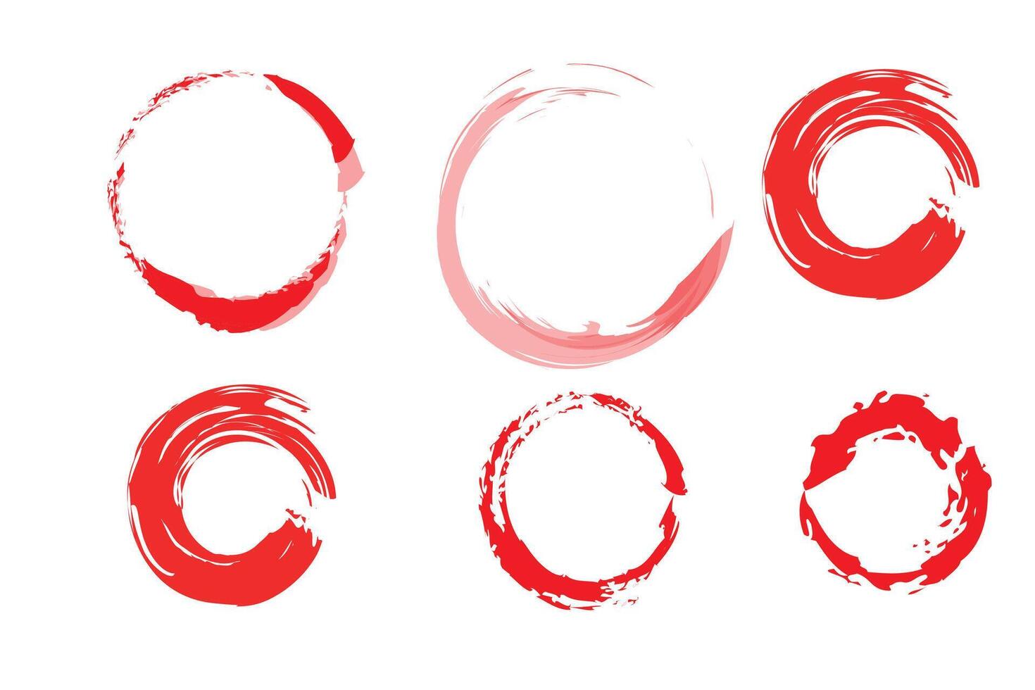 a set of red paint strokes on a white background vector
