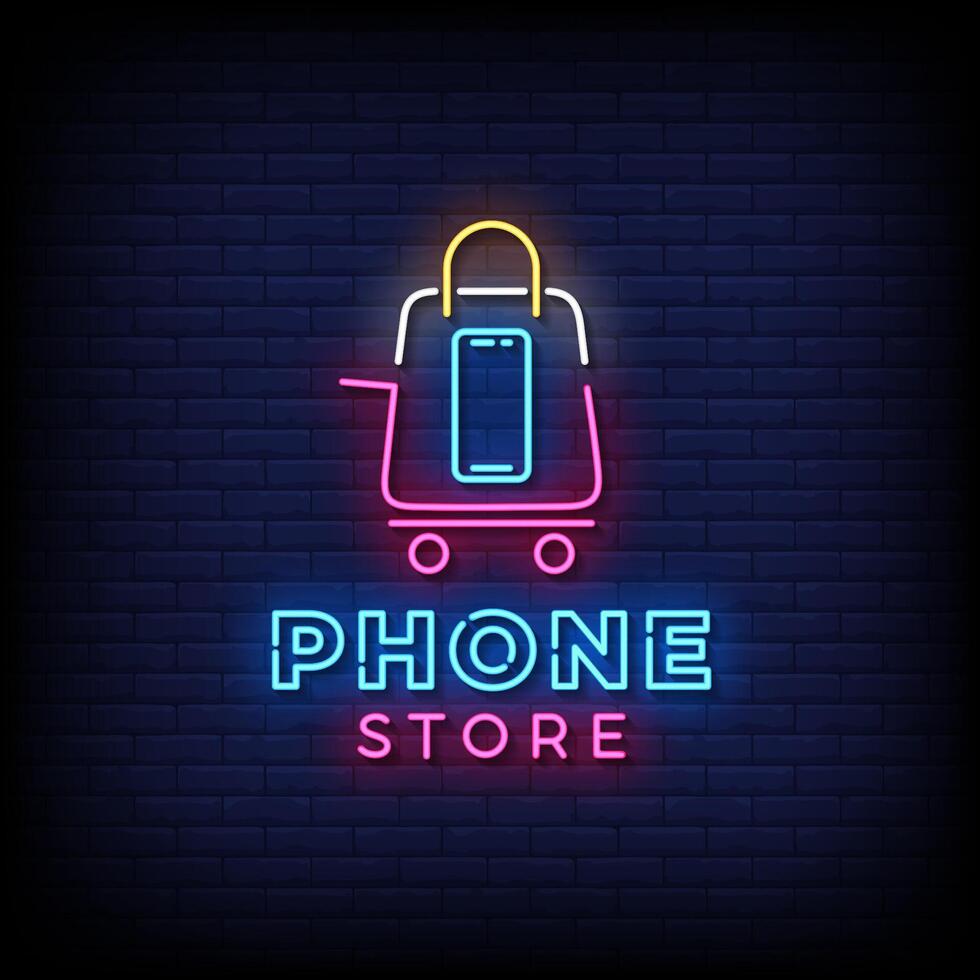 Neon sign of a phone store vector
