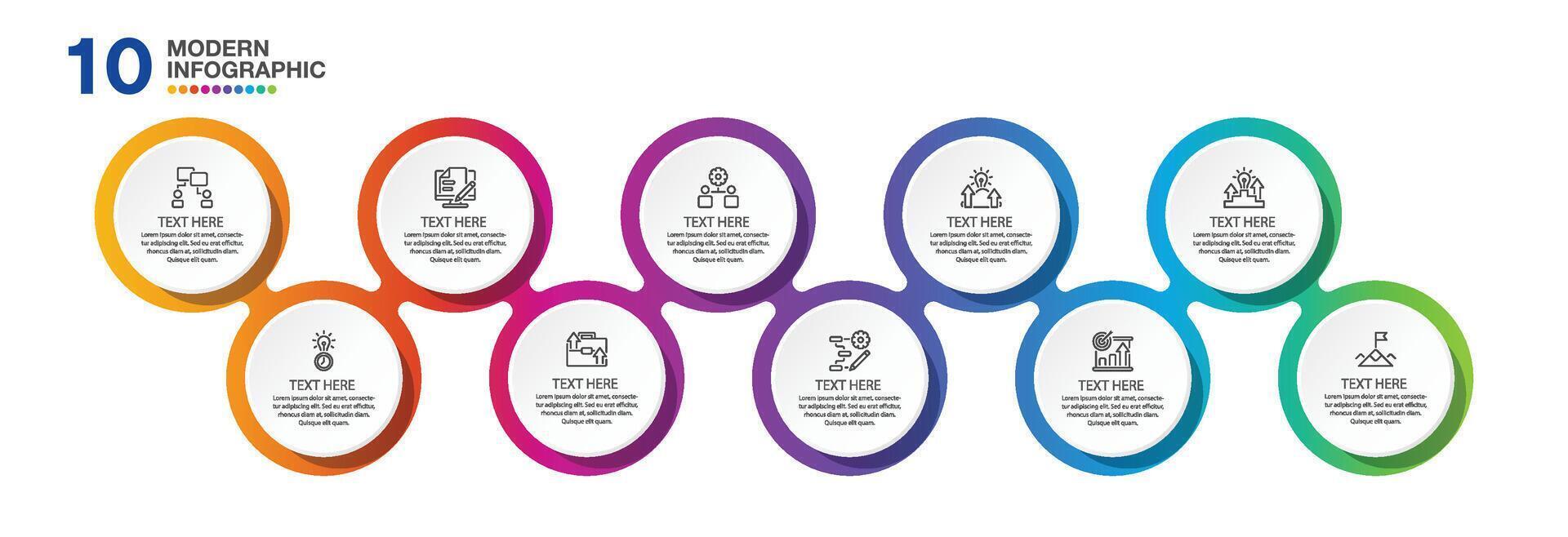 Infographic with 10 steps process or options and icons. vector