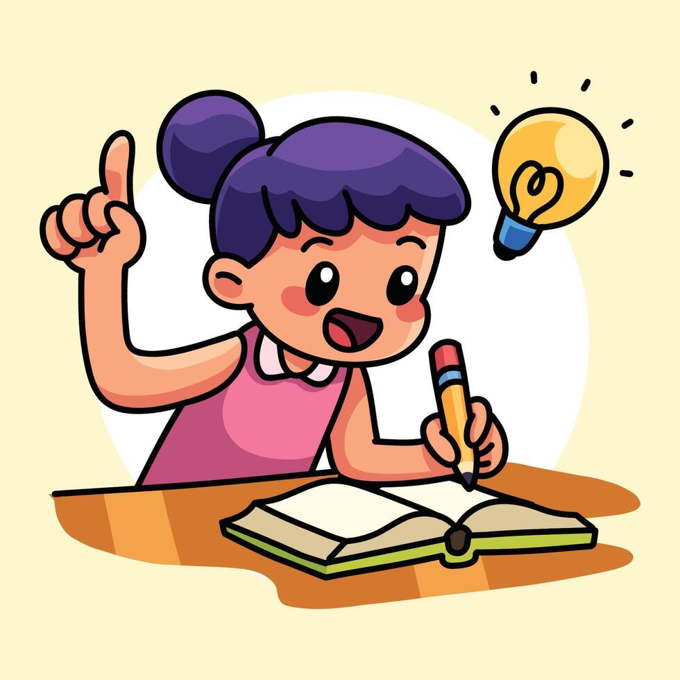 Child writing in a book vector