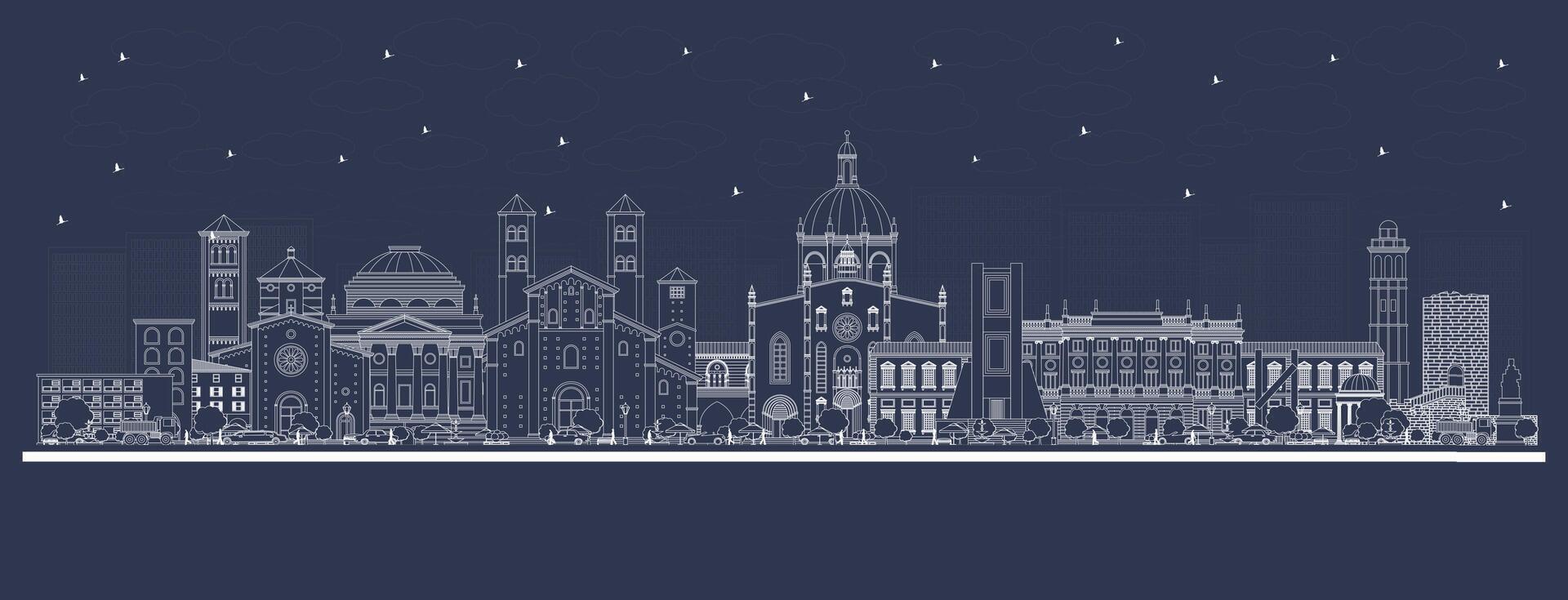 Outline Como Italy City Skyline with white Buildings. Illustration. Business Travel and Concept with Historic Architecture. Como Cityscape with Landmarks. vector