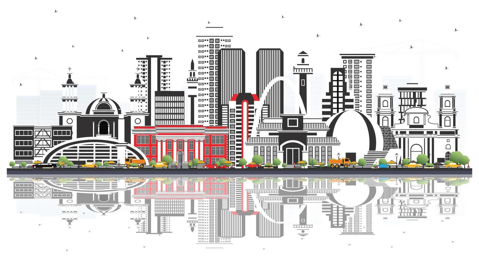 Tijuana Mexico City Skyline with Color Buildings and reflections Isolated on White. Tourism Concept with Historic and Modern Architecture. Tijuana Cityscape with Landmarks. vector