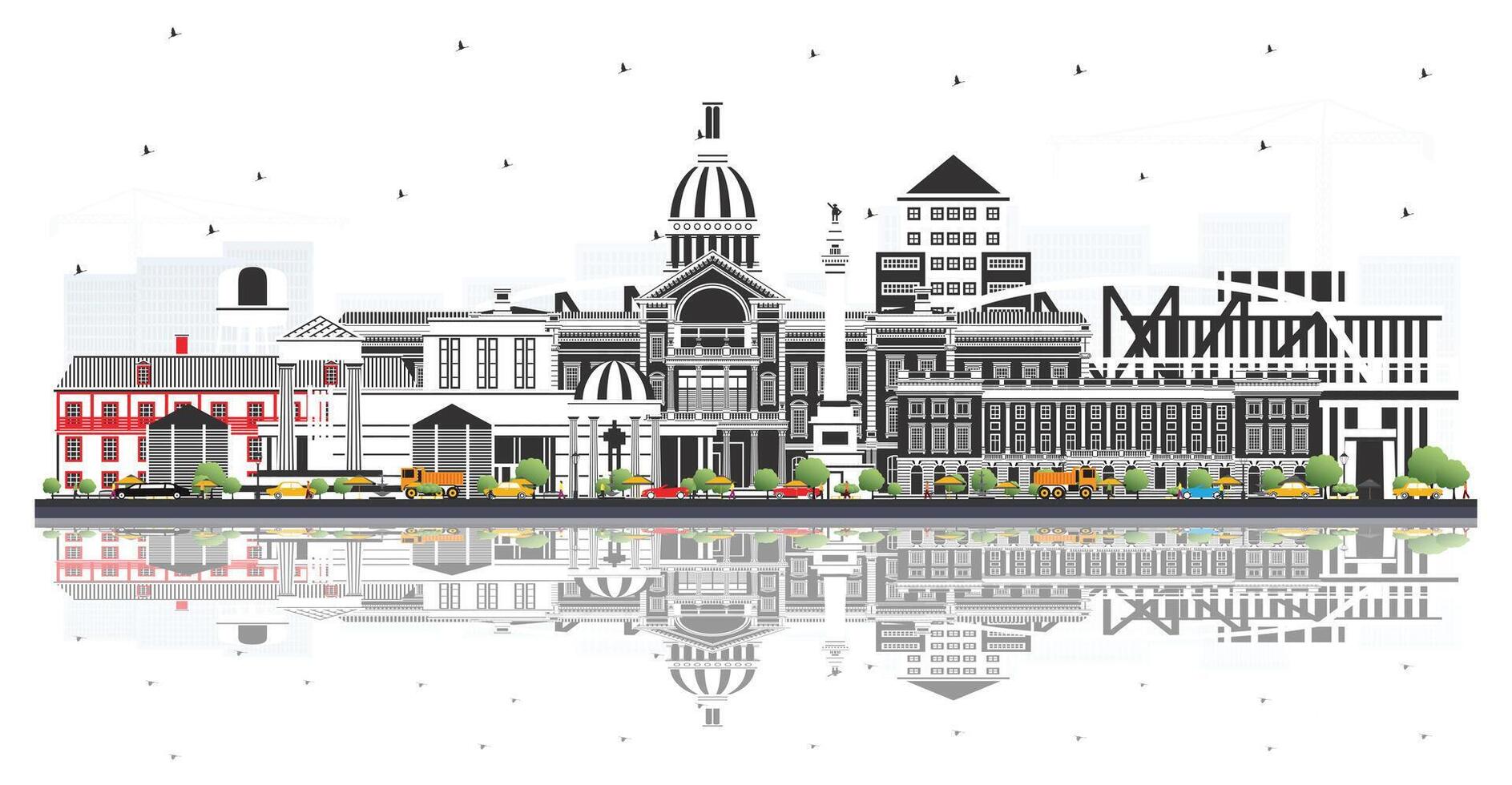 Trenton New Jersey City Skyline with Color Buildings and reflections Isolated on White. Trenton is the Capital of the US State of New Jersey. Cityscape with Landmarks. vector