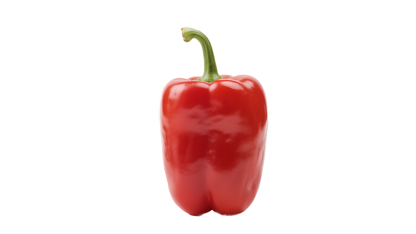 Transparent Red Bell Pepper , Single Vibrant Red Bell Pepper with Green Stem Isolated on Transparent Background, Perfect for Culinary, Healthy Food, or Produce Designs png