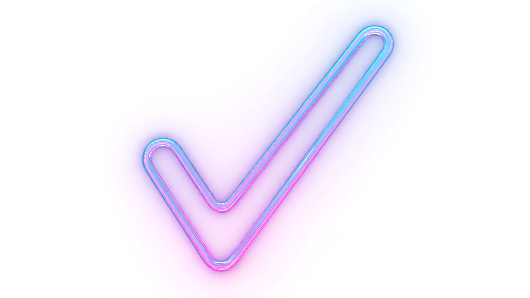 Transparent Checkmark, Neon Pink and Blue Check Mark Icon on a Grunge Texture Background, Bright, Glossy 3D Check Symbol for App Design or Website Interface png