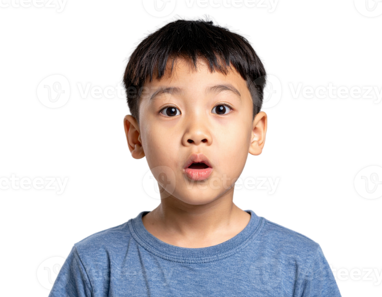 Surprised Asian child with wide eyes and open mouth expressing shock, wonder, and amazement png