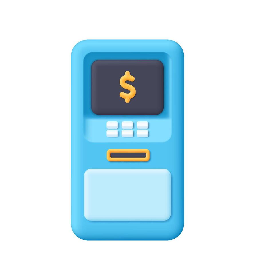 Blue ATM for cash transactions vector