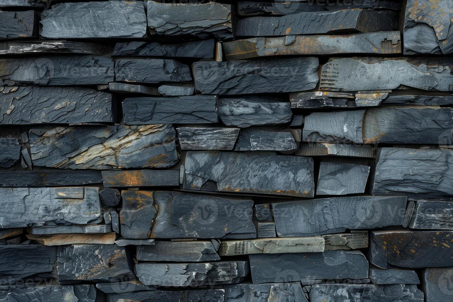 Photo of Old grey long stone wall. Background texture for backdrops or mapping