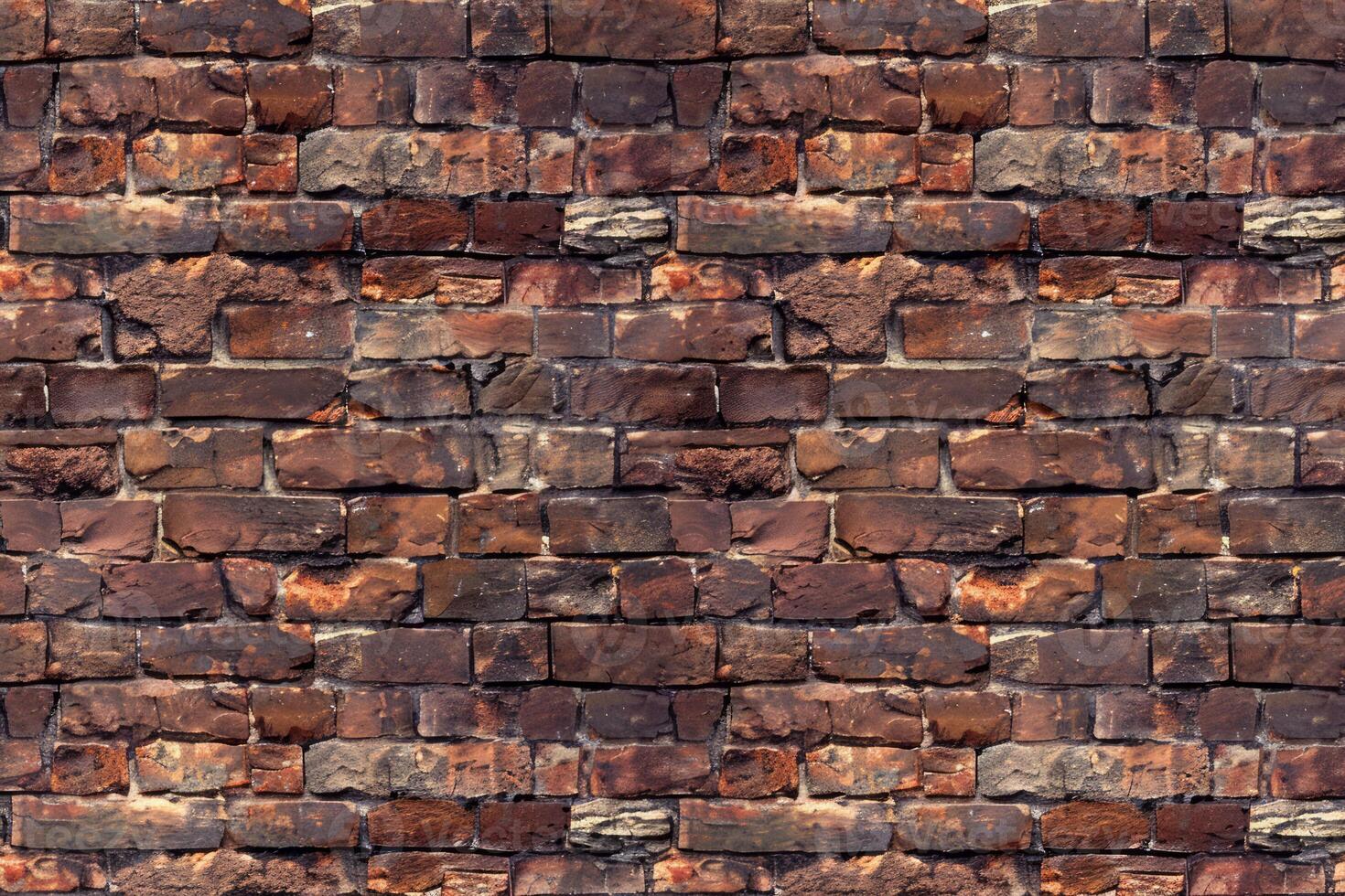 Photo of Old brown brick wall. Background texture for backdrops or mapping