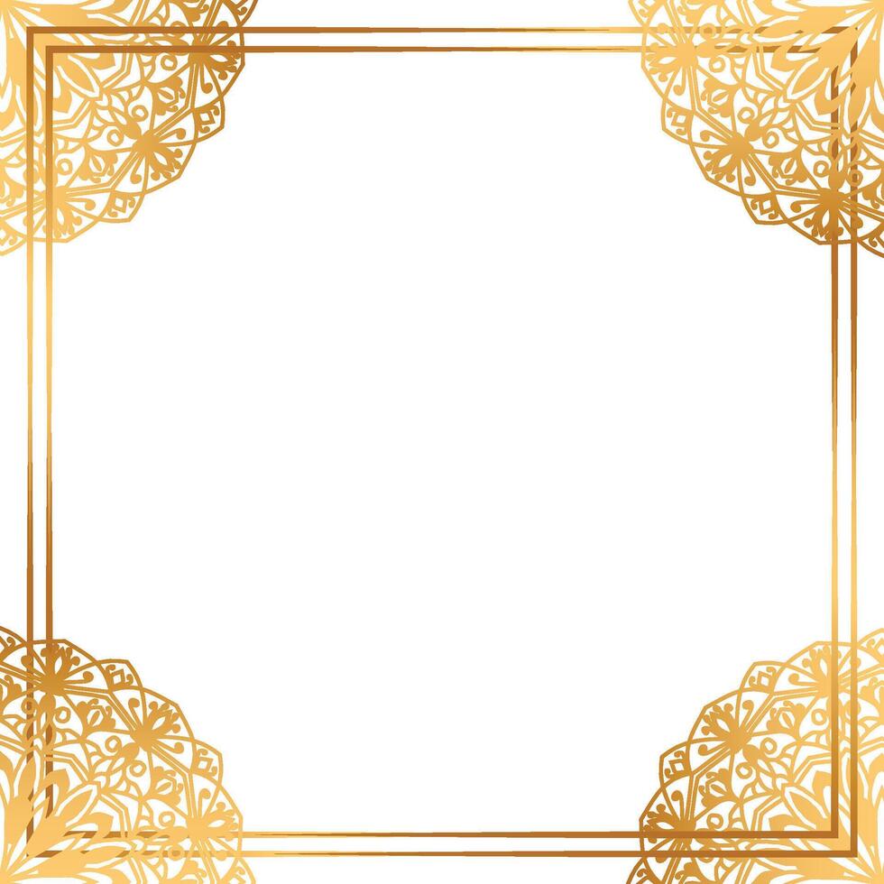Rectangle Luxury corner golden rectangle certificate border pattern line photo frame islamic wedding invitation background vector