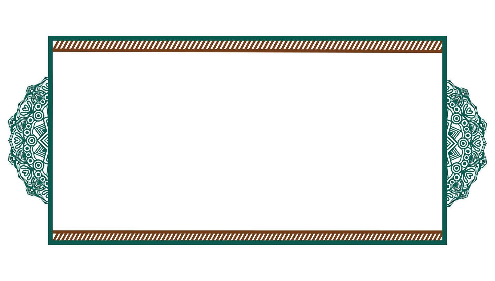 Luxury squire with golden rectangle certificate border pattern line photo frame islamic wedding invitation background vector
