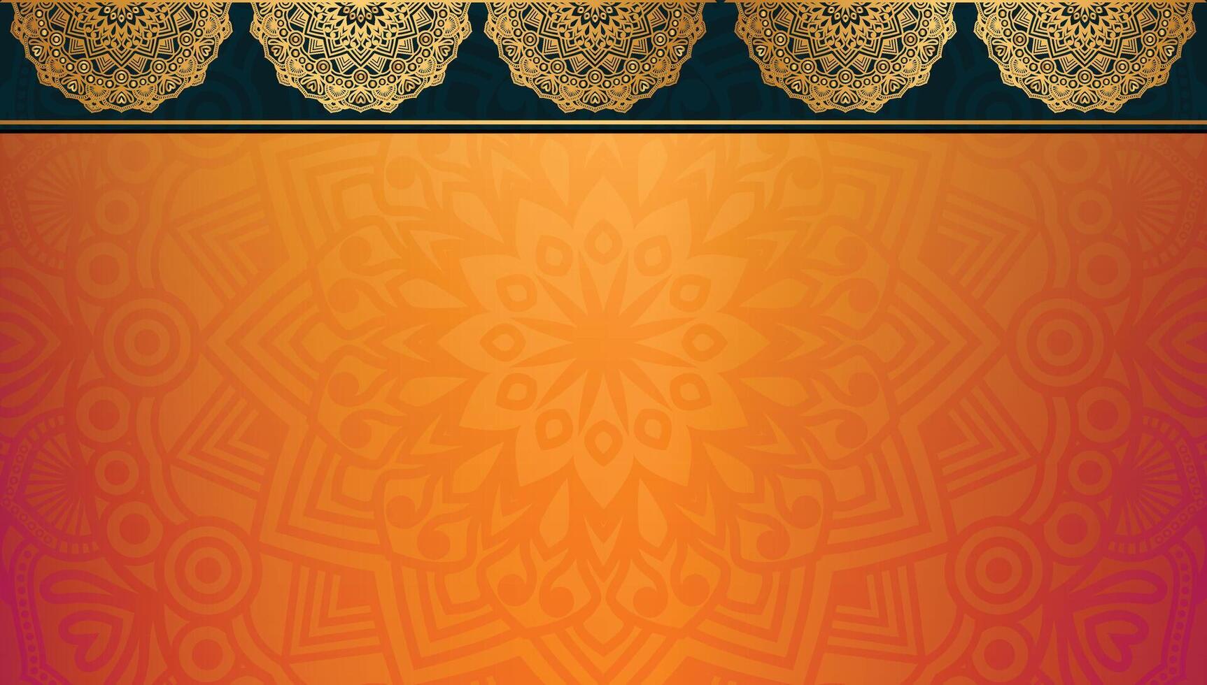 Orange and gold mandala design background vector