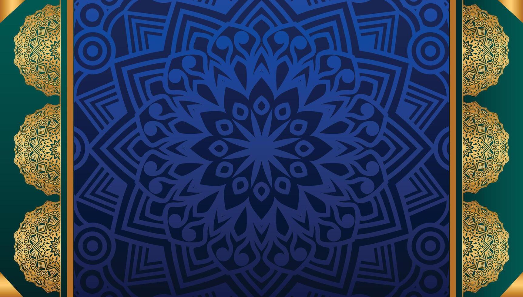 Blue and gold mandala design vector