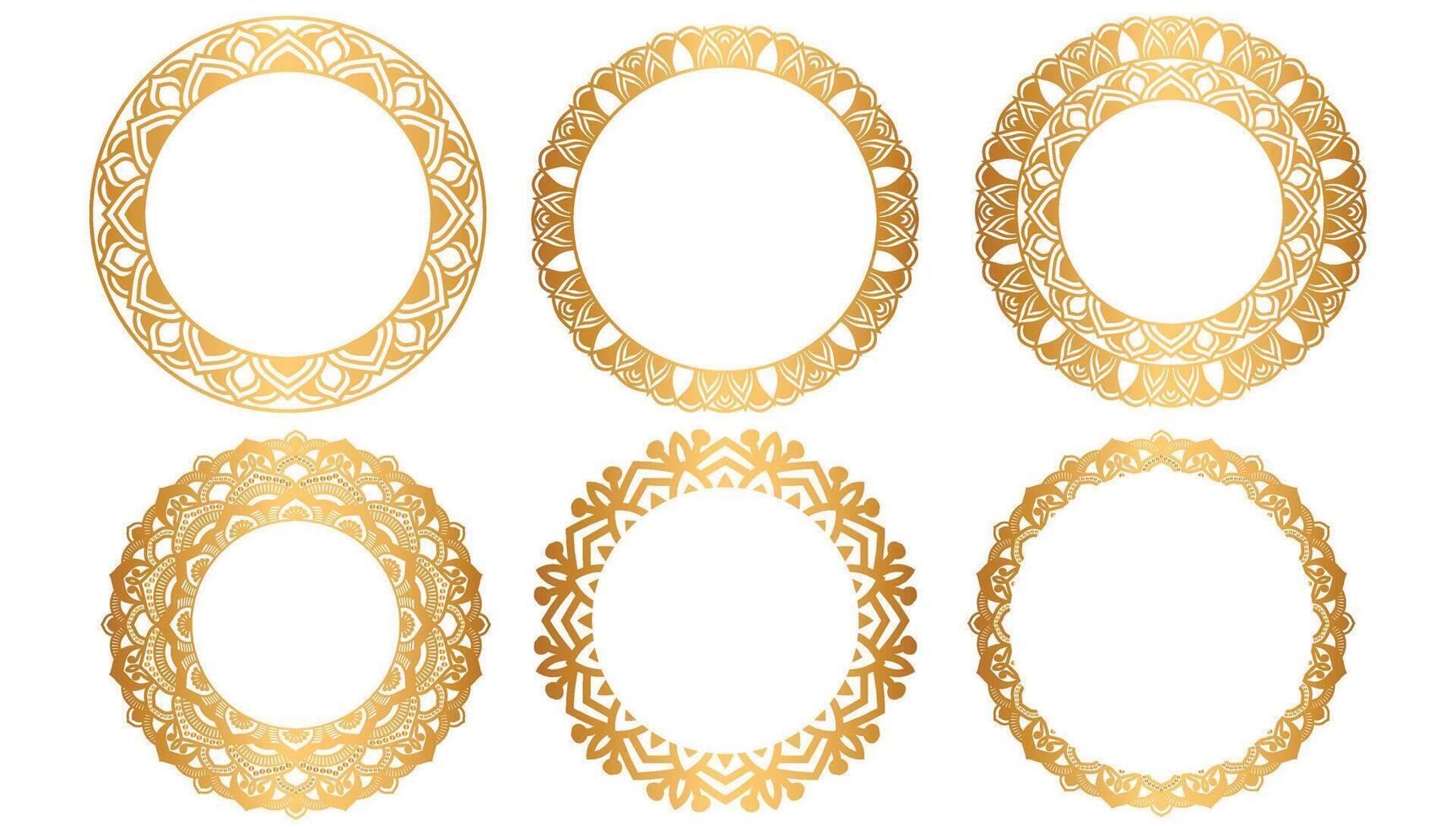 Elegant gold mandala borders collection vector