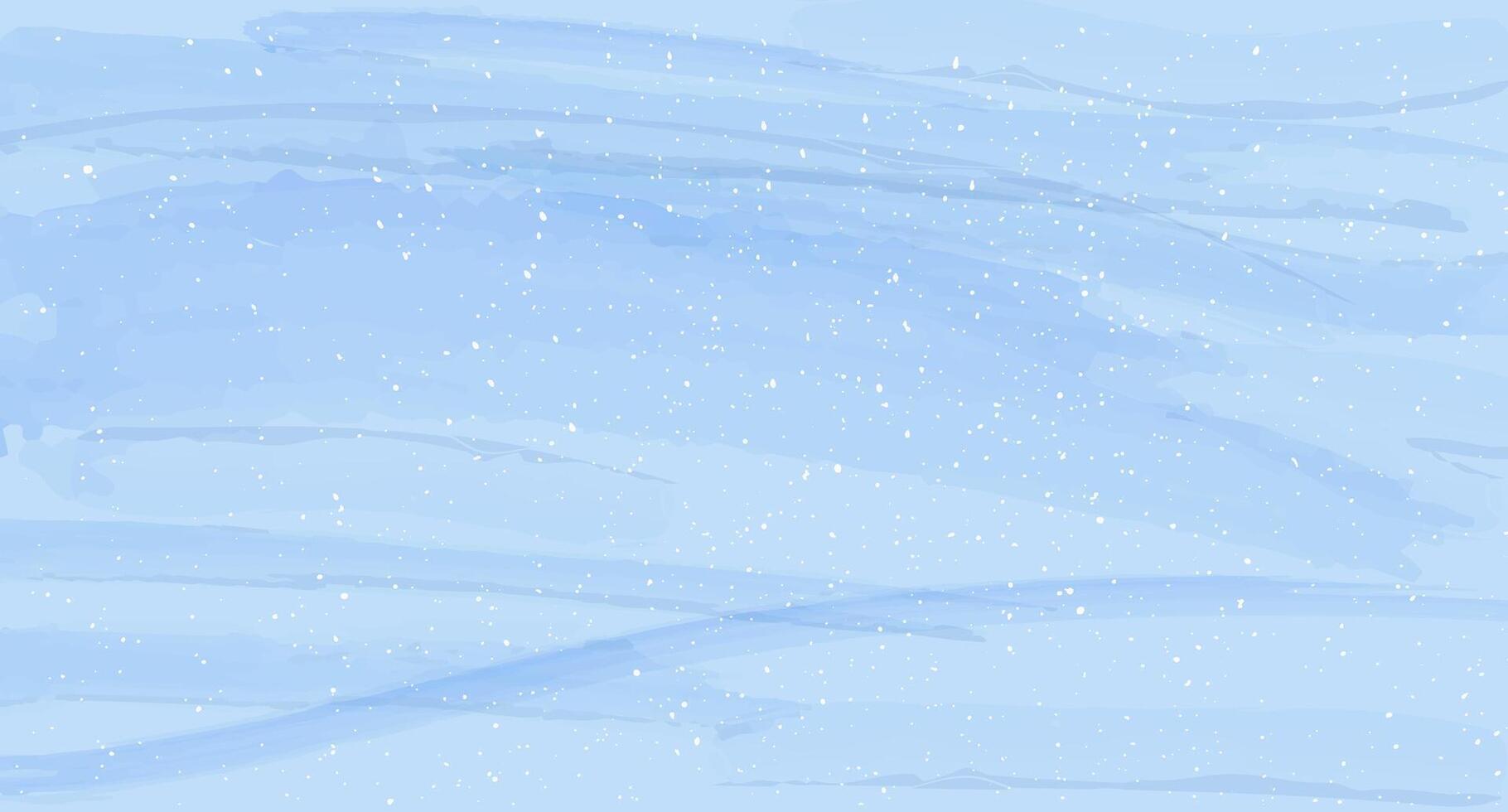 Watercolor textured blue background with falling snow. Winter background for Christmas, New Year, holidays, celebrations and greeting card design. vector