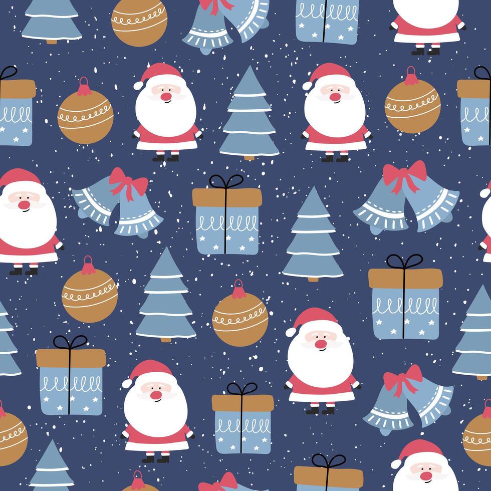 Santa and Christmas decorations pattern vector